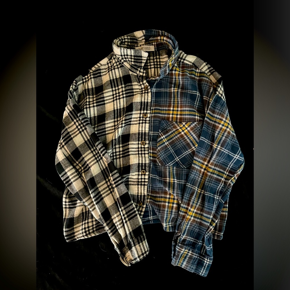 Planet Gold cropped flannel